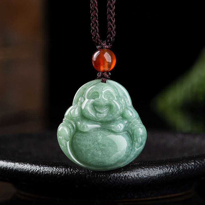 Collier pendentif en jade cyan Bouddha rieur Bouddha rieur Buddha Stones - Jade cyan - image 1