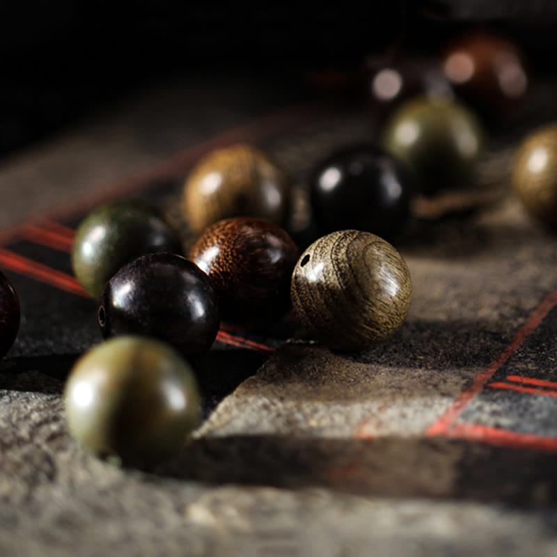 Bracelet Buddha Stones Cure en argent sterling 999 avec petites feuilles de bois de santal vert et bois de santal rouge - image 2