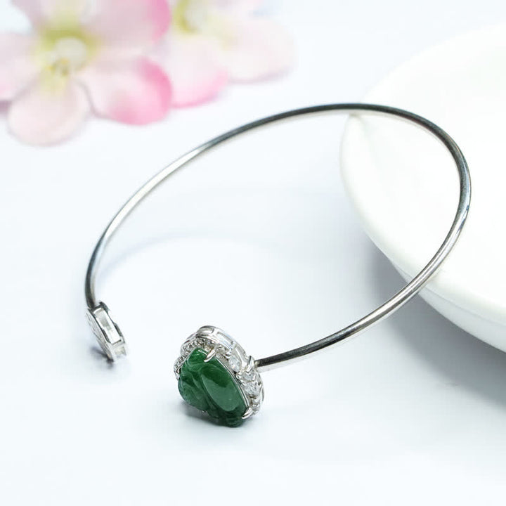 Bracelet porte-bonheur en jade et en argent sterling 925 avec Bouddha Buddha Stones