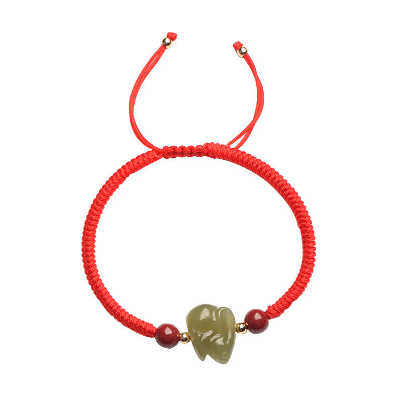 Bracelet en fil d'abondance en perles de cinabre et de jade Hetian Année du lapin