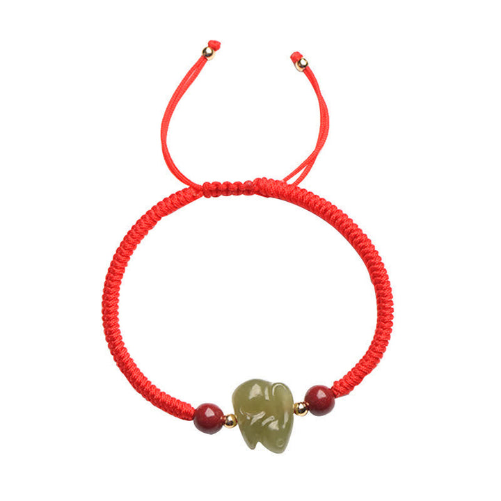 Bracelet en fil d'abondance en perles de cinabre et de jade Hetian Année du lapin