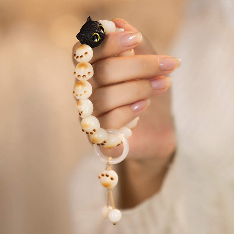 Bracelet de paix porte-bonheur en bois de santal rouge avec de belles pattes de Buddha Stones et des graines de Bodhi naturelles - Anneau de course et graine de Bodhi (tour de poignet 14-16 cm) - image 8