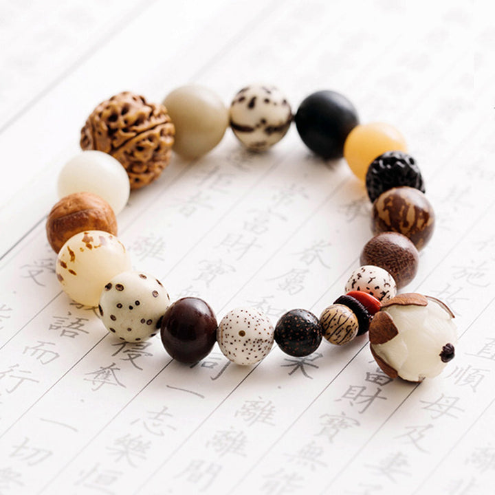 Bracelet Mala en Buddha Stones, graines de Bodhi, lotus, sagesse, paix