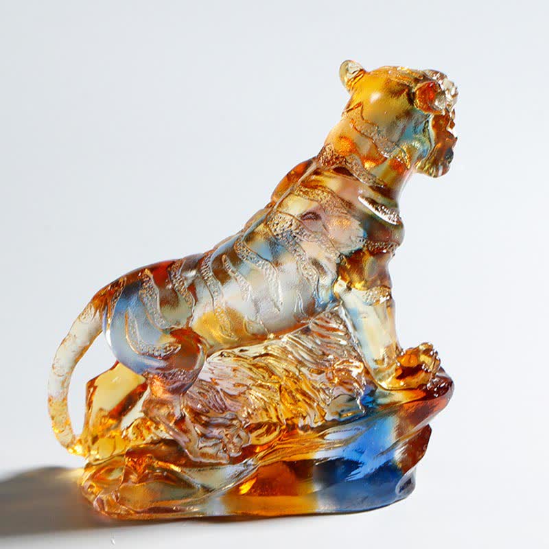 Pièce d'art en cristal de tigre Liuli faite à la main, protection de la décoration de la maison - image 4