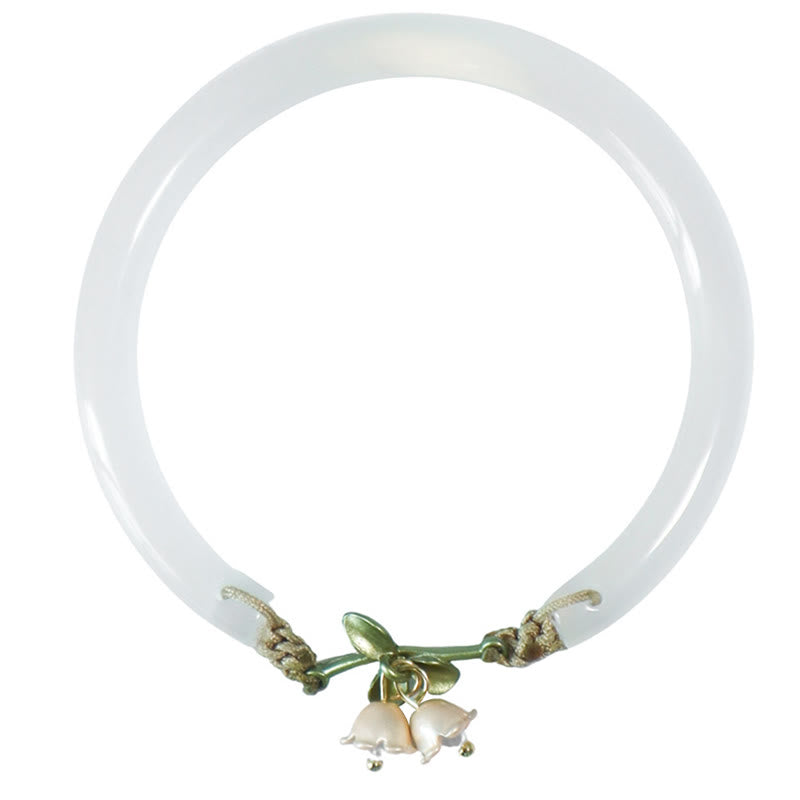 Bracelet jonc de force et de bonheur avec fleur de muguet