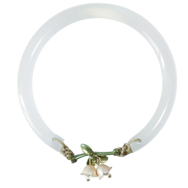 Bracelet jonc de force et de bonheur avec fleur de muguet