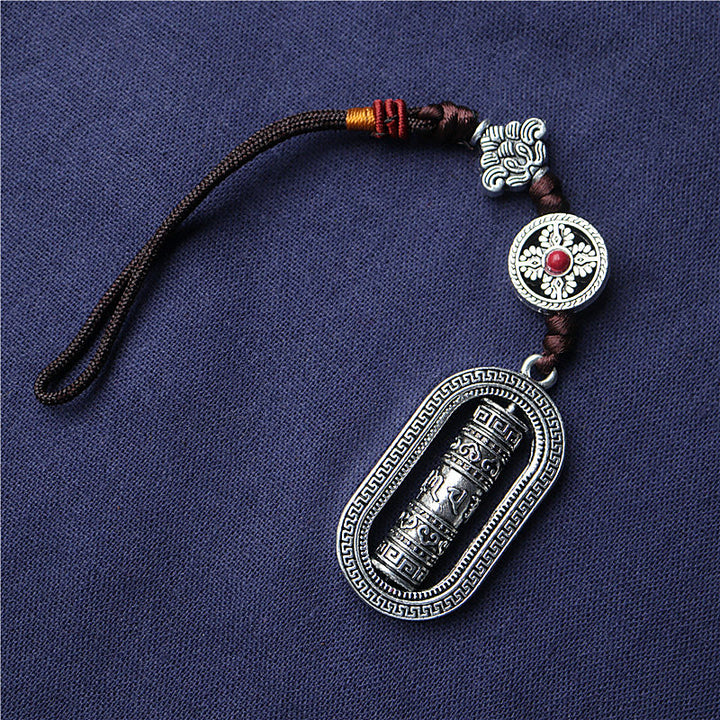 Buddha Stones Tibet Om Mani Padme Hum Roue de prière Paix Rotative Décoration à suspendre pour voiture