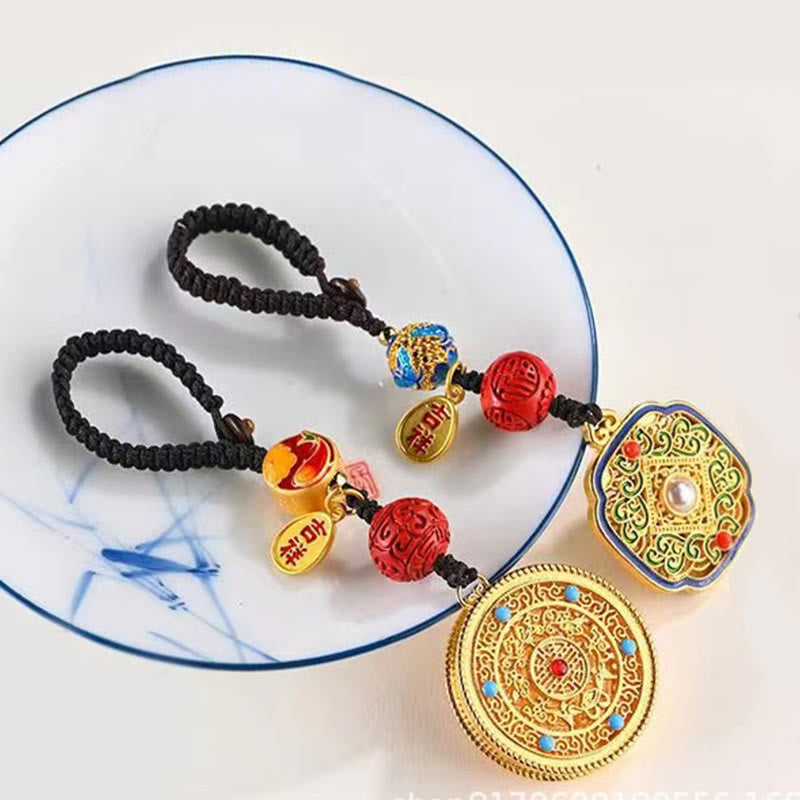 Porte-clés porte-bonheur Ruyi avec les Buddha Stones Fu