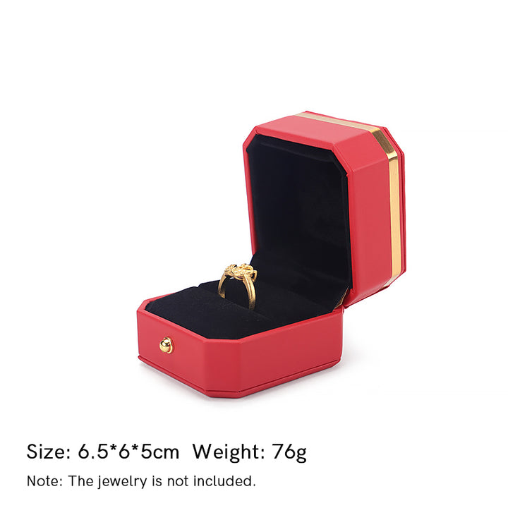 Coffret de rangement pour bijoux Coffret cadeau en cuir PU - Rouge - Boîte à bagues (6,5 x 6 x 5 cm) - image 18