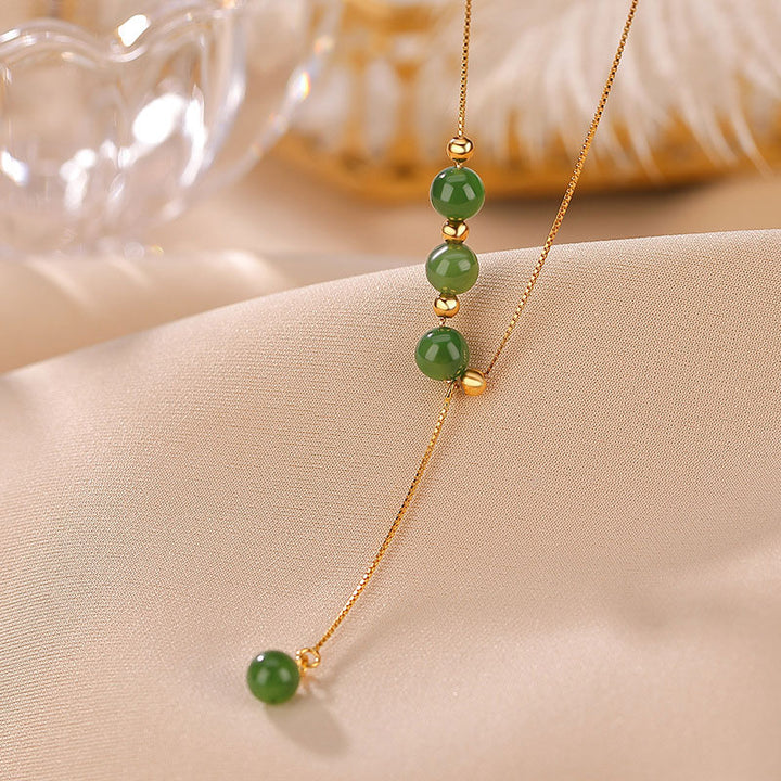 Collier pendentif de guérison en perles de jade cyan en argent sterling 925 Buddha Stones