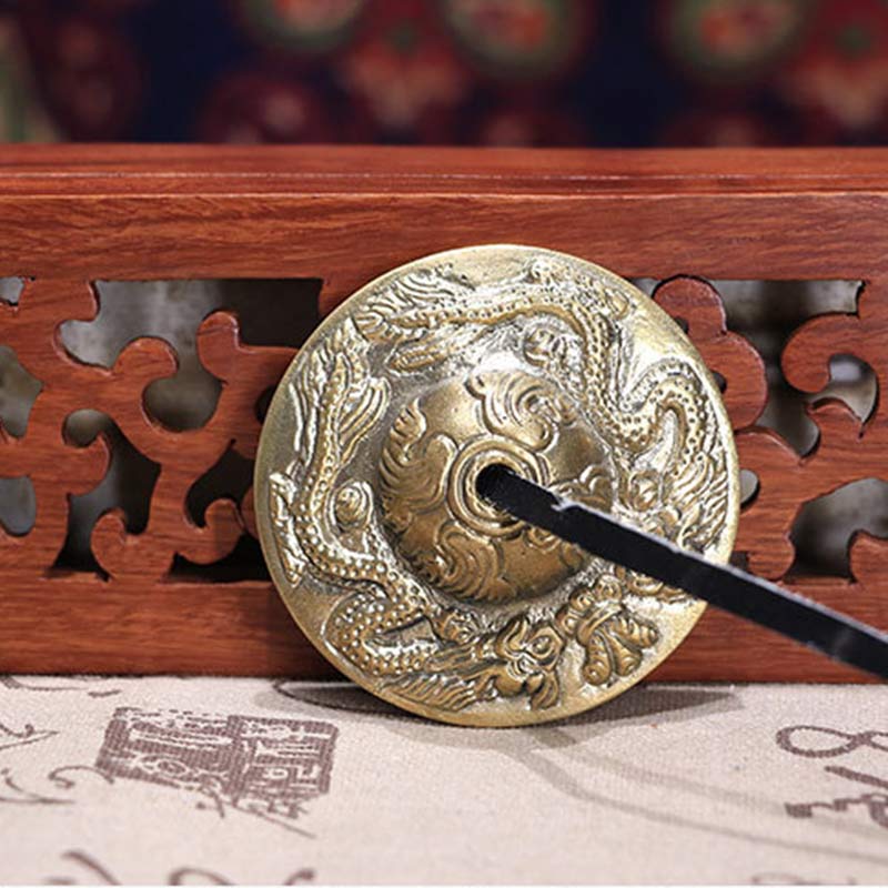 Buddha Stones Tingsha Tibétaine Six Mots Vrais Dragon Cuivre Équilibre Décoration Avec Sac - image 16