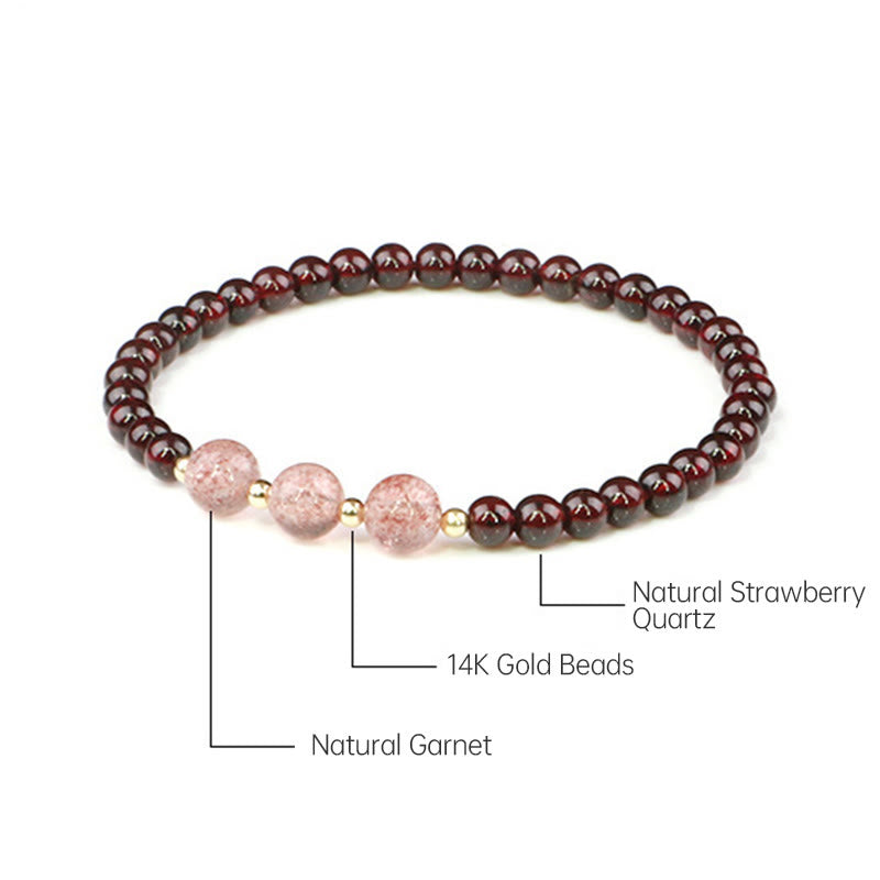 Bracelet calme en quartz fraise et grenat naturel de Buddha Stones - image 17