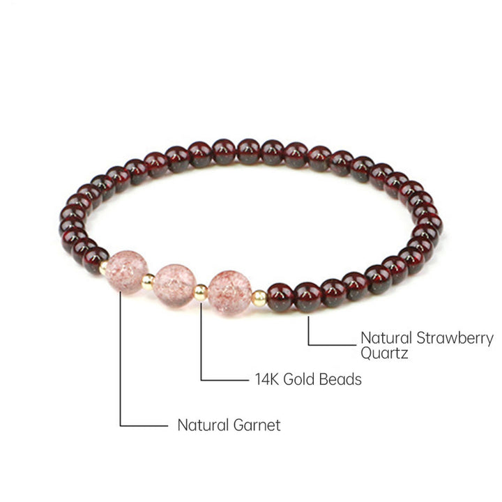 Bracelet calme en quartz fraise et grenat naturel de Buddha Stones - image 17