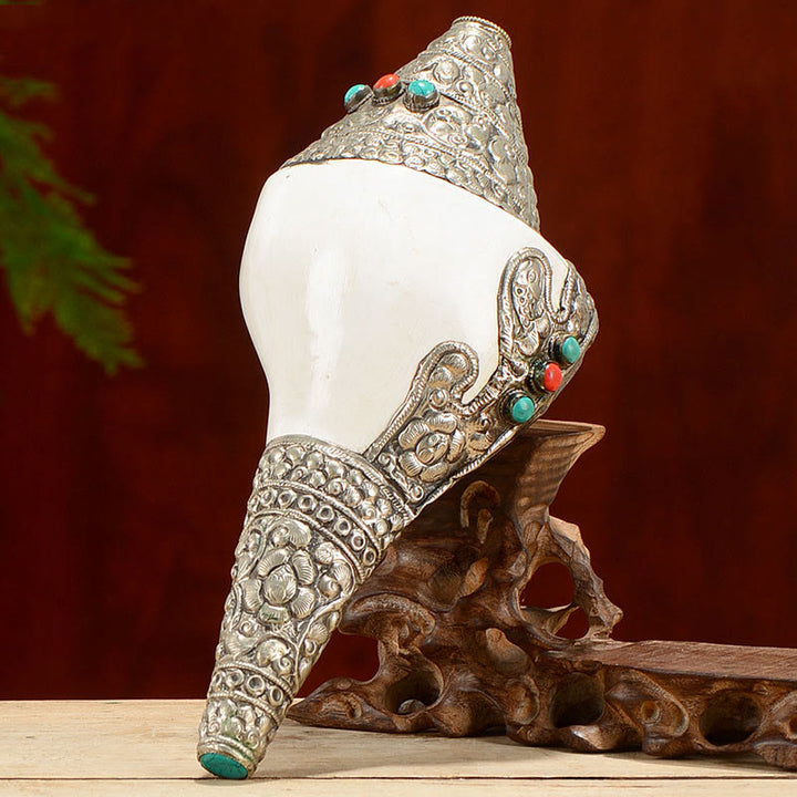 Coquillage de conque tibétain naturel Shankha, décoration porte-bonheur pour la maison - image 12