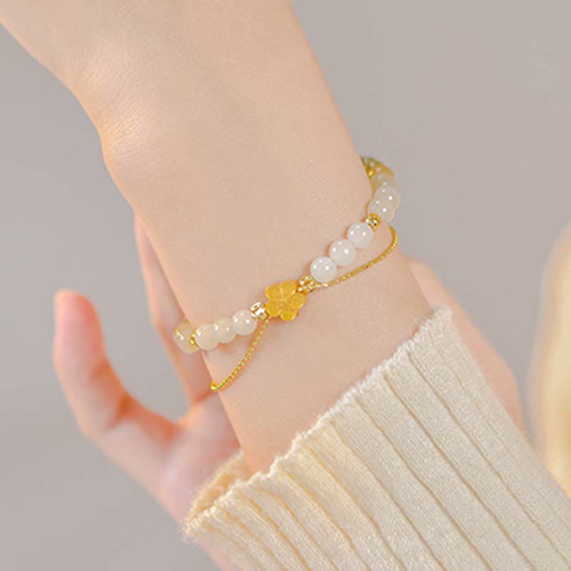 Bracelet porte-bonheur en argent sterling 925 Buddha Stones et jade Hetian naturel