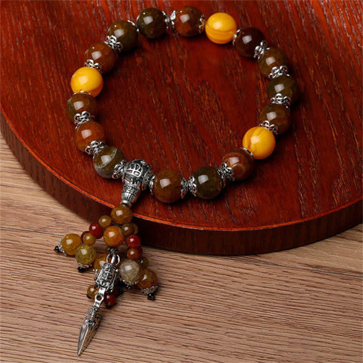 Bracelet de guérison en pierre d'agate rouge œil de tigre naturel, veine de dragon, Vajra Dorje, décoration de voiture