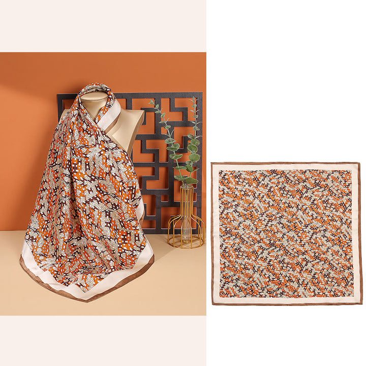 Foulard pour cheveux en soie de mûrier 100 % Buddha Stones et scène pastorale en montgolfière - Lettre H orange - image 18