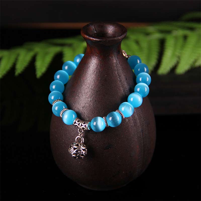 Bracelet porte-bonheur tibétain œil de chat Buddha Stones
