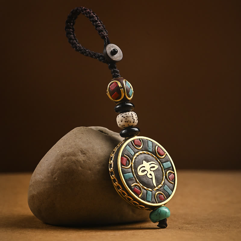 Buddha Stones tibétain Om Mani Padme Hum Bodhi graine paix porte-clés