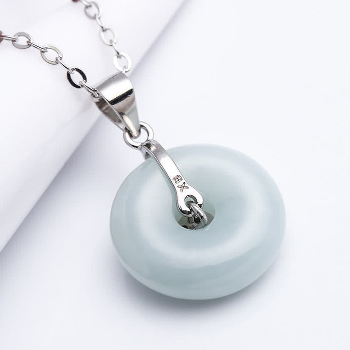 Buddha Stones Argent Sterling 925 Collier de pièces de monnaie Peace Buckle Jade Luck Pendentif - image 3
