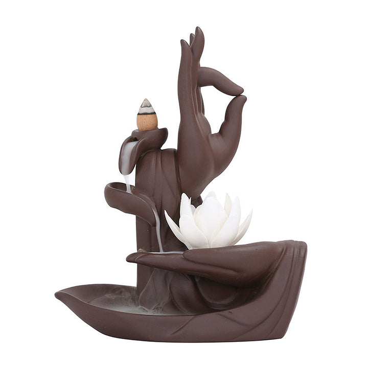 Brûleur d'encens Buddha Stones avec bénédiction du lotus
