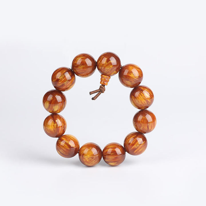 Bracelet Mala positif de réussite en saule de mer doré Buddha Stones
