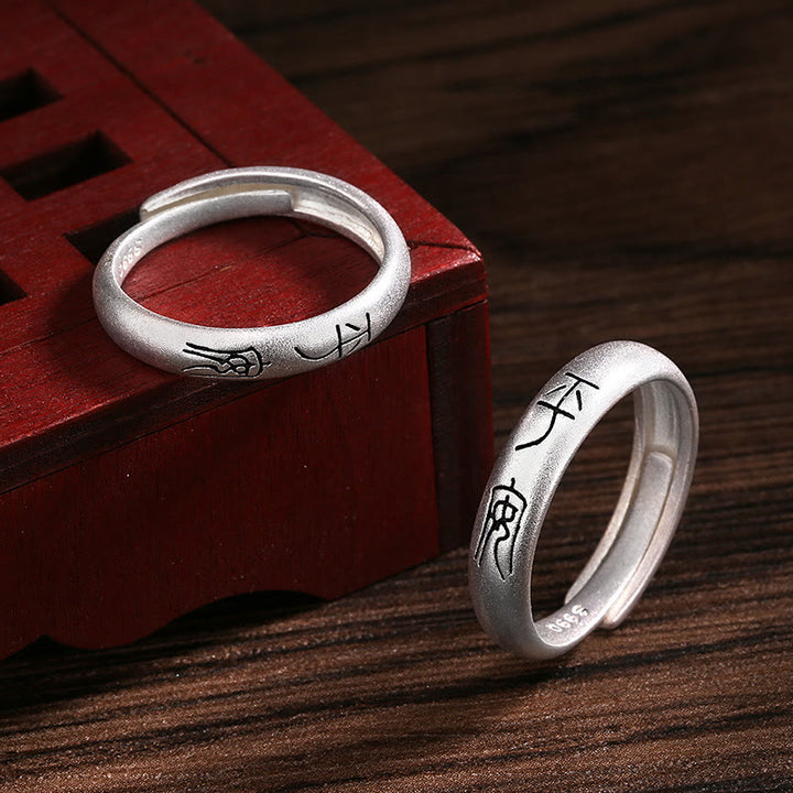 Bague de richesse en cuivre avec paix et joie
