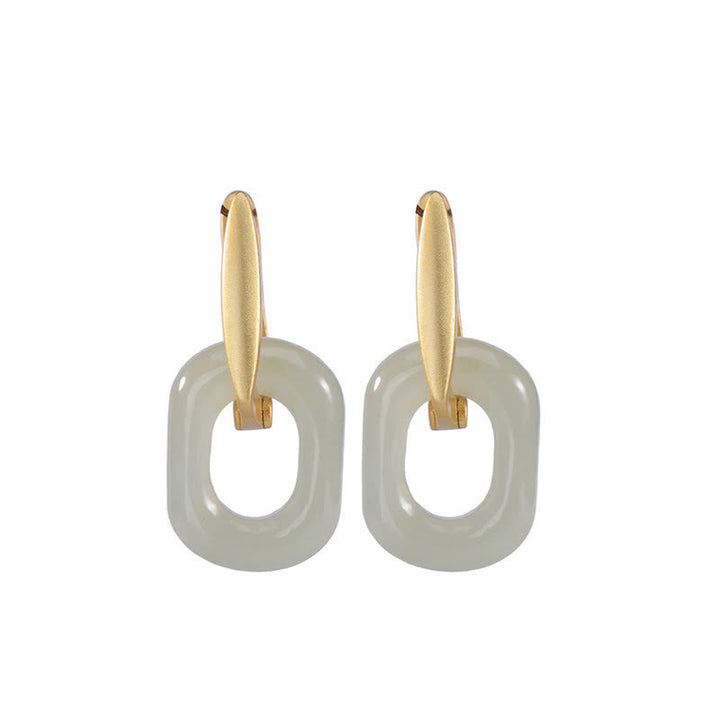 Boucles d'oreilles Buddha Stones Argent Sterling 925 Jade blanc rond Bonheur Bénédiction - image 9