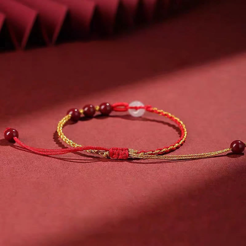 Bracelet de bénédiction avec boucle de paix en jade cinabre naturel de Buddha Stones