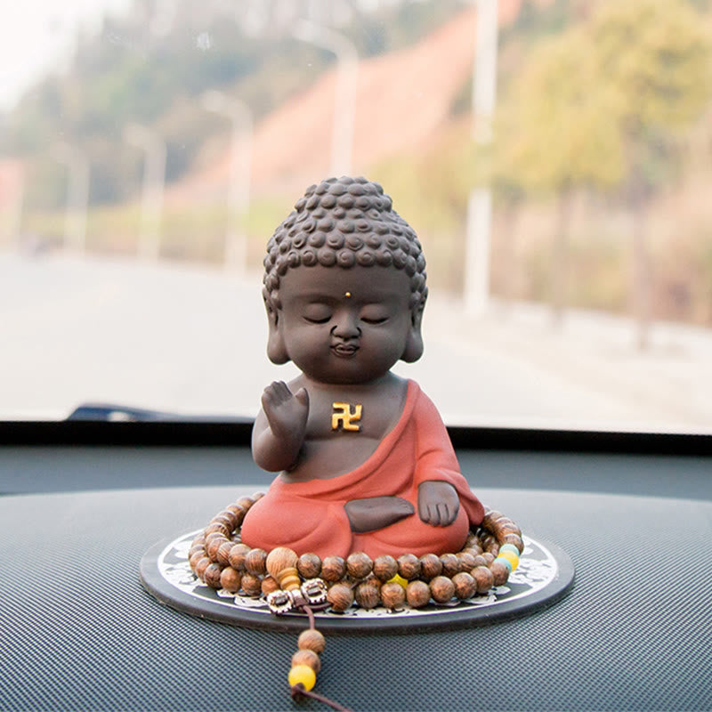 Buddha Stones Petit Bouddha Sérénité Argile violette Décoration de bureau à domicile