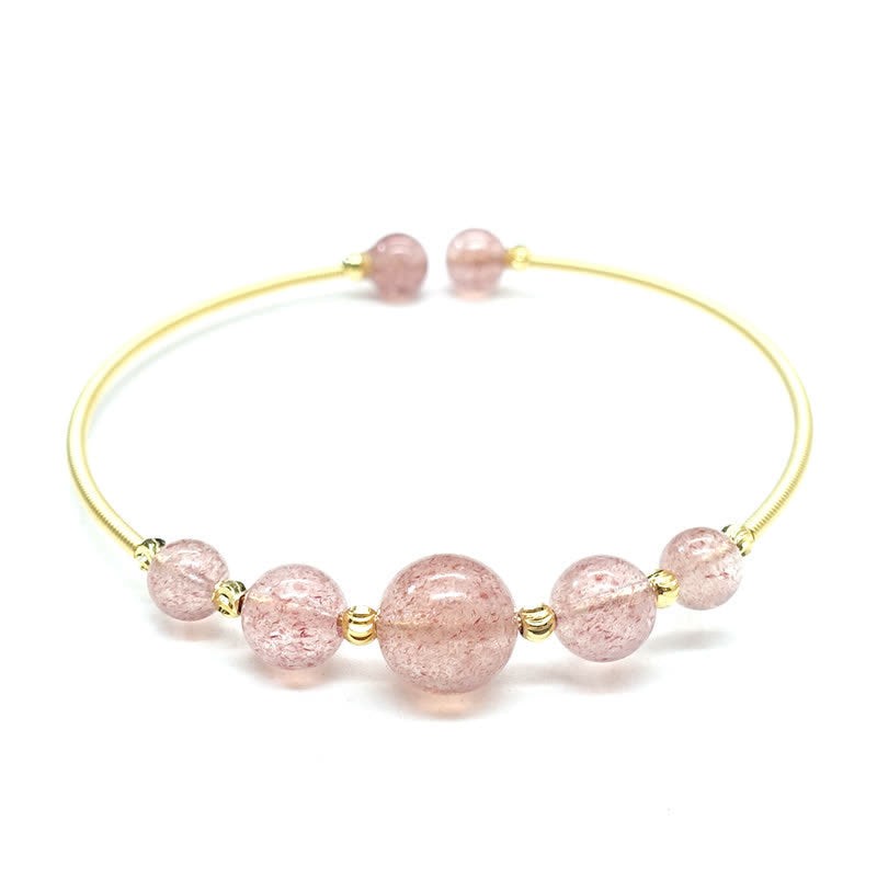 Bracelet de guérison d'amour en quartz fraise naturel Buddha Stones