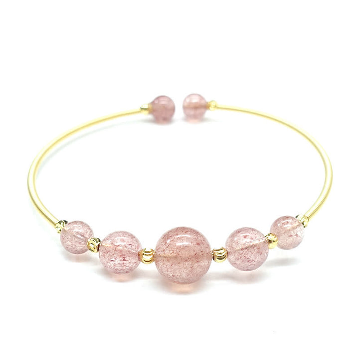 Bracelet de guérison d'amour en quartz fraise naturel Buddha Stones