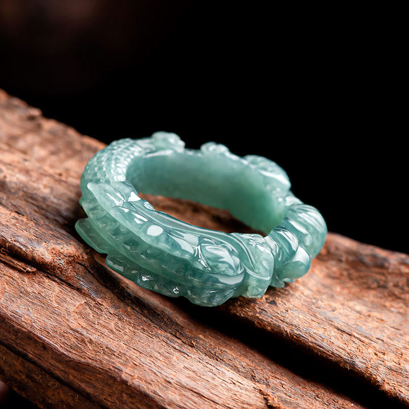 Bague de réussite en jade naturel avec dragon et Buddha Stones - image 1