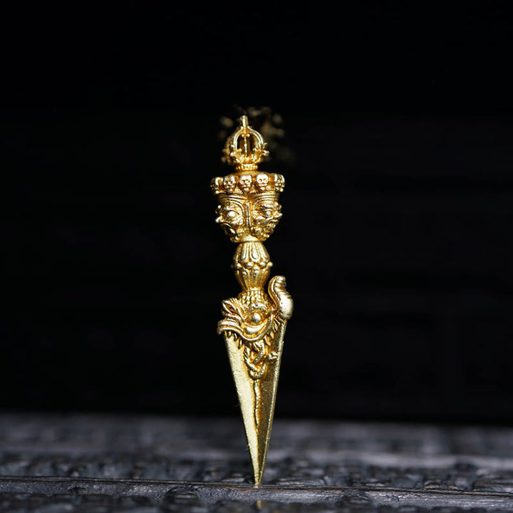 Pendentif de puissance spirituelle gravé en Buddha Stones du Tibet Dorje Vajra Décoration à suspendre