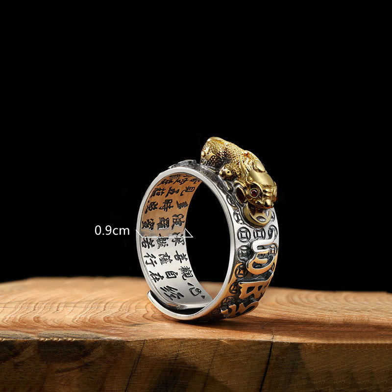 Bague de richesse tibétaine en argent sterling 990 Buddha Stones Om Mani Padme Hum PiXiu Dorje Vajra Heart Sutra gravé