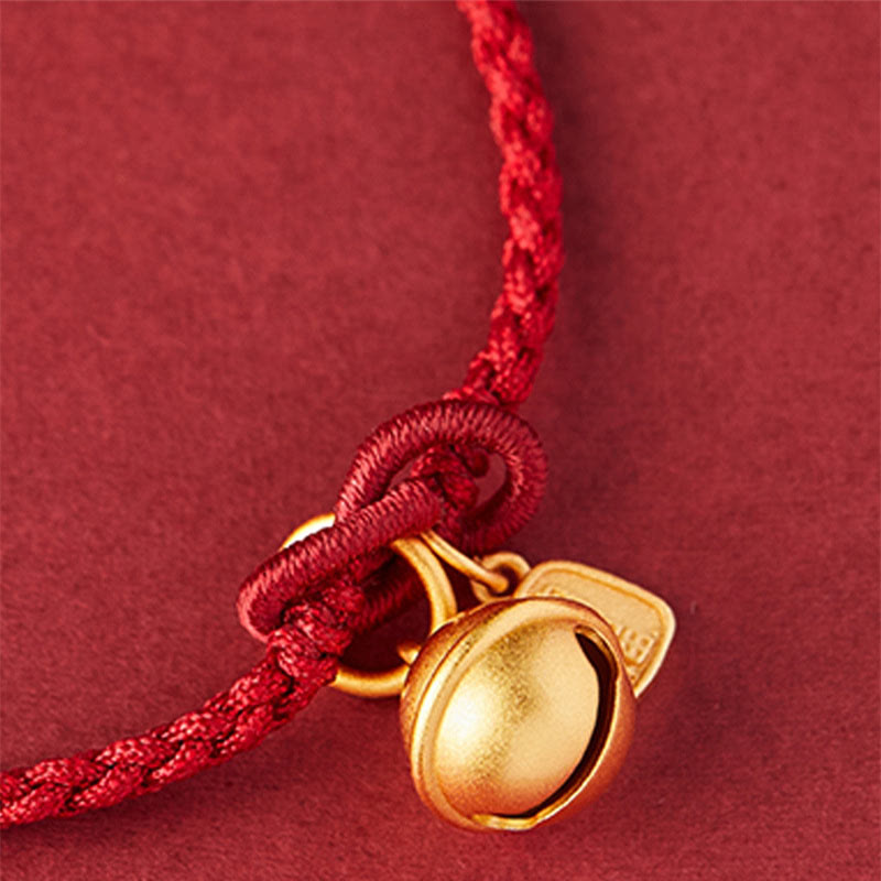 Bracelet en corde rouge avec breloque en forme de personnage Fu fait à la main en Buddha Stones