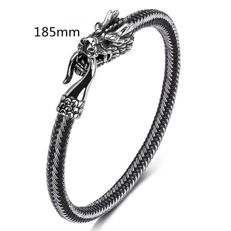 Bracelet de protection en acier titane avec dragon et Buddha Stones