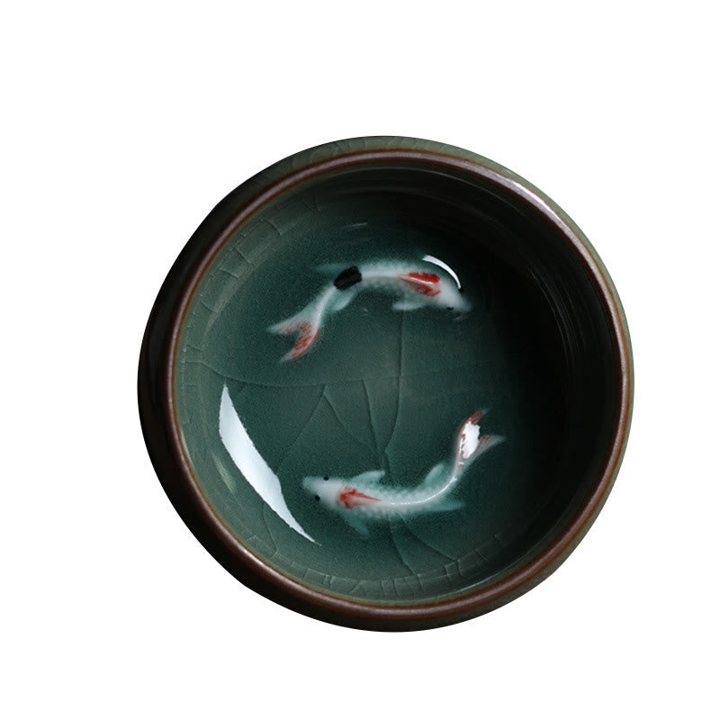 Buddha Stones Poisson Koi Coloré Tasse à Thé en Céramique Tasse à Thé Kung Fu Bol