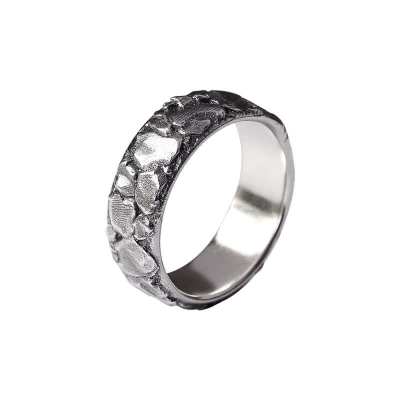 Bague en cuivre avec motif de roche et Buddha Stones