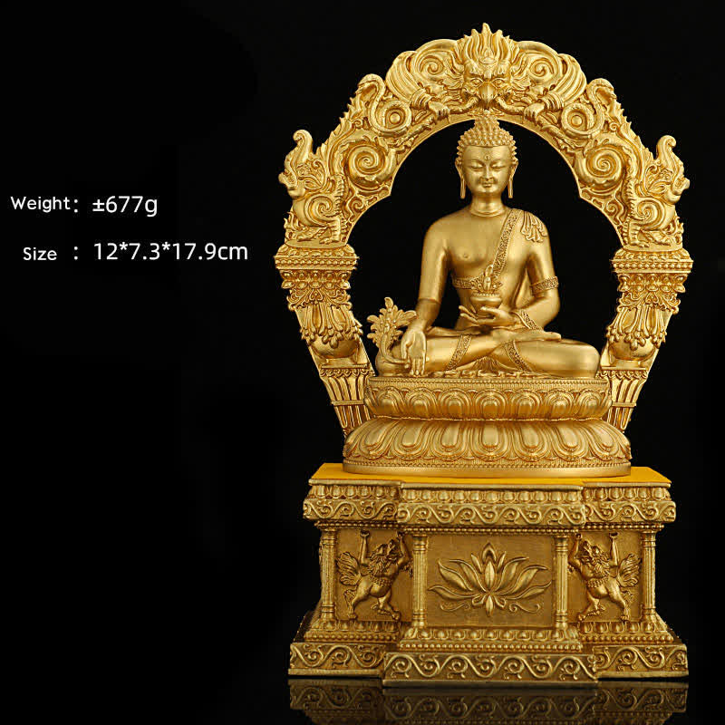 Figurine de Bouddha de médecine Amitabha Shakyamuni Statue de sérénité en cuivre Décoration de la maison - Bouddha de la médecine de 10 cm et son socle - image 8