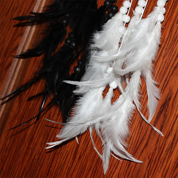 Attrape-rêves Yin Yang Filet circulaire avec plumes Décoration d'équilibre - image 12