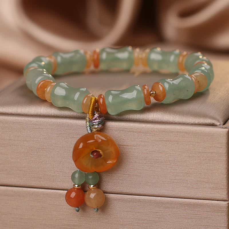 Bracelet porte-bonheur en jade naturel et bambou avec pierres de Buddha Stones