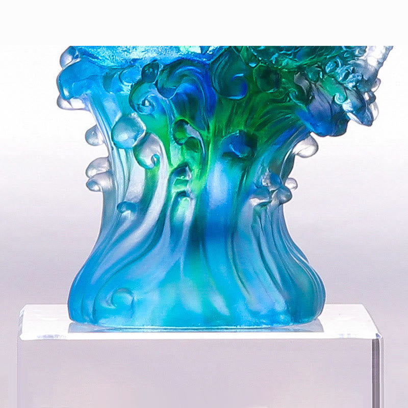 Buddha Stones faites à la main en cristal de dragon azur Liuli, pièce d'art en cristal, protection du succès, décoration de la maison et du bureau - image 6