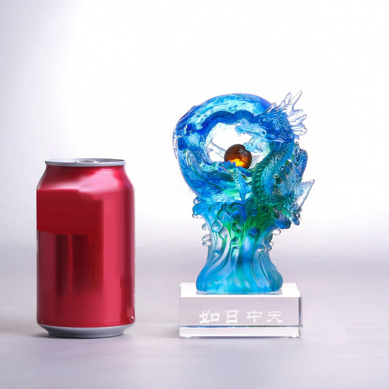 Buddha Stones faites à la main en cristal de dragon azur Liuli, pièce d'art en cristal, protection du succès, décoration de la maison et du bureau - image 7