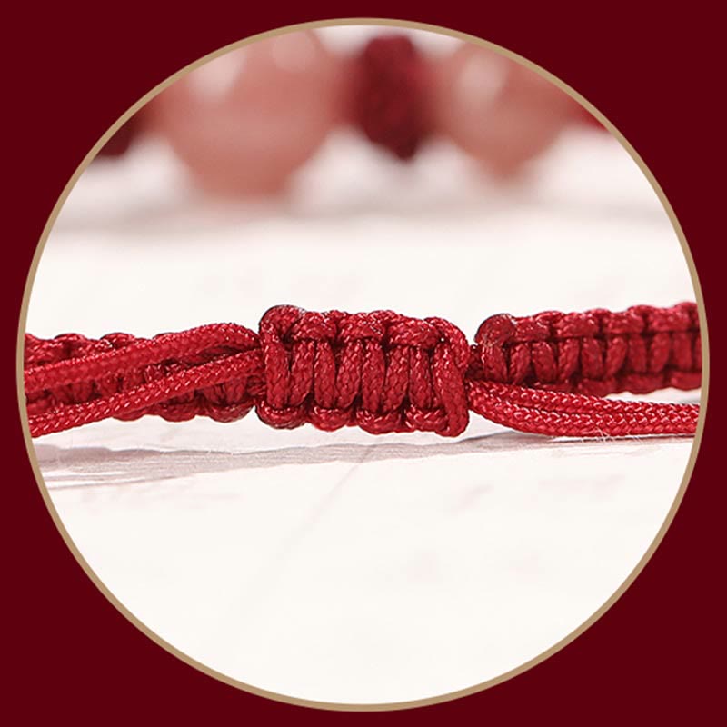 Bracelet de cheville tissé en fil rouge avec cristal de quartz fraise naturel Buddha Stones