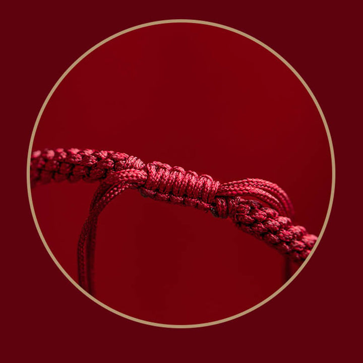 Bracelet tressé avec Buddha Stones tibétaines en cinabre Om Mani Padme Hum gravé et bénédiction