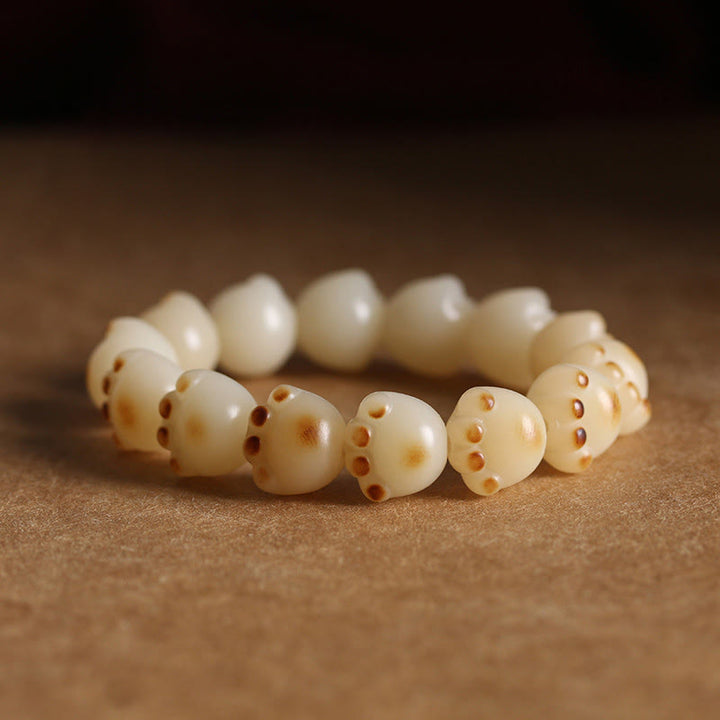 Bracelet d'harmonie en forme de patte de chat avec graines de Bodhi et chat porte-bonheur mignon en Buddha Stones - Graine de Bodhi Patte de chat - image 5