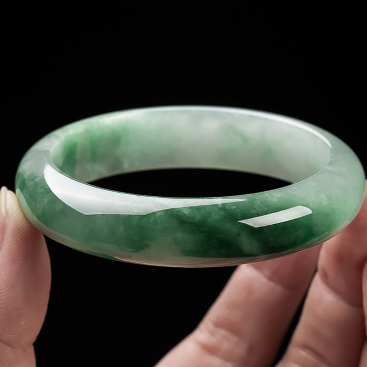Bracelet jonc en jade naturel Buddha Stones et porte-bonheur