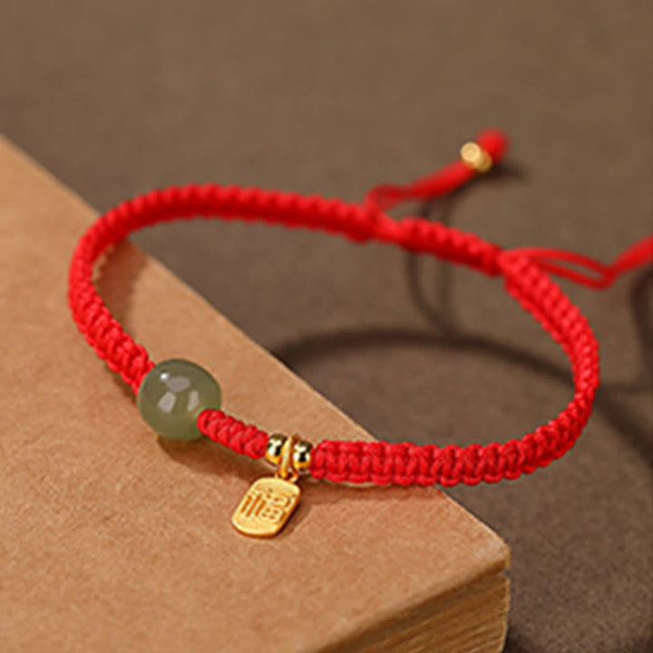 Bracelet en argent sterling 925 Buddha Stones et jade Hetian, bénédiction, richesse, cordon rouge