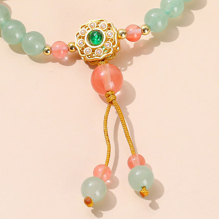 Buddha Stones Bracelet de perles de chance en Aventurine Verte